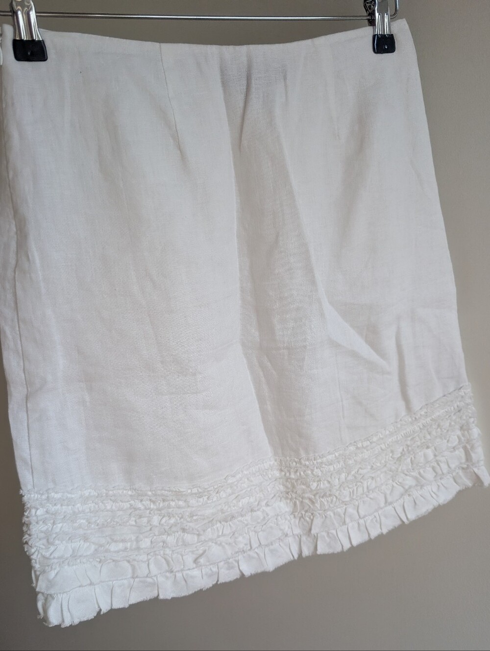 Tommy Bahama 100% Linen Two Palms White Fringe Skirt Raw Hem Lined Sz 0 - Picture 4 of 8